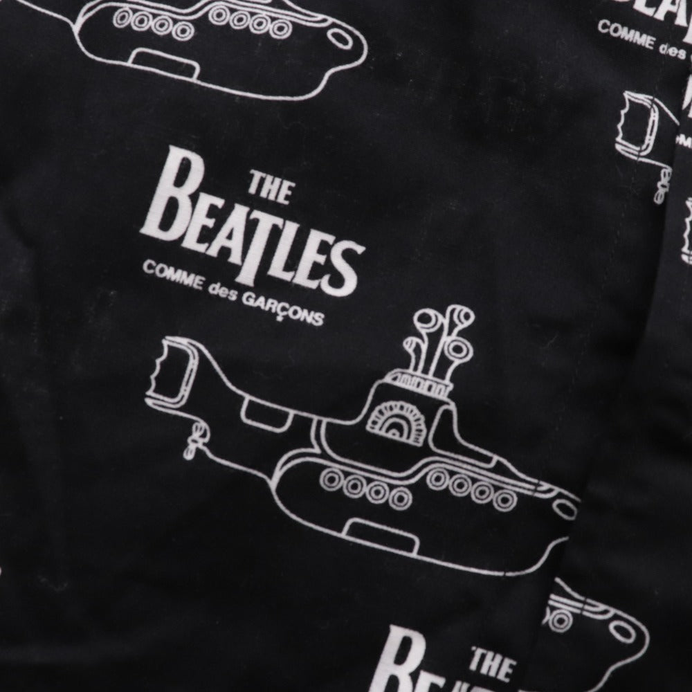 ■ コムデギャルソン ビートルズ シャツ 長袖 トップス ボタンダウン イエローサブマリン 総柄 メンズ S ブラック