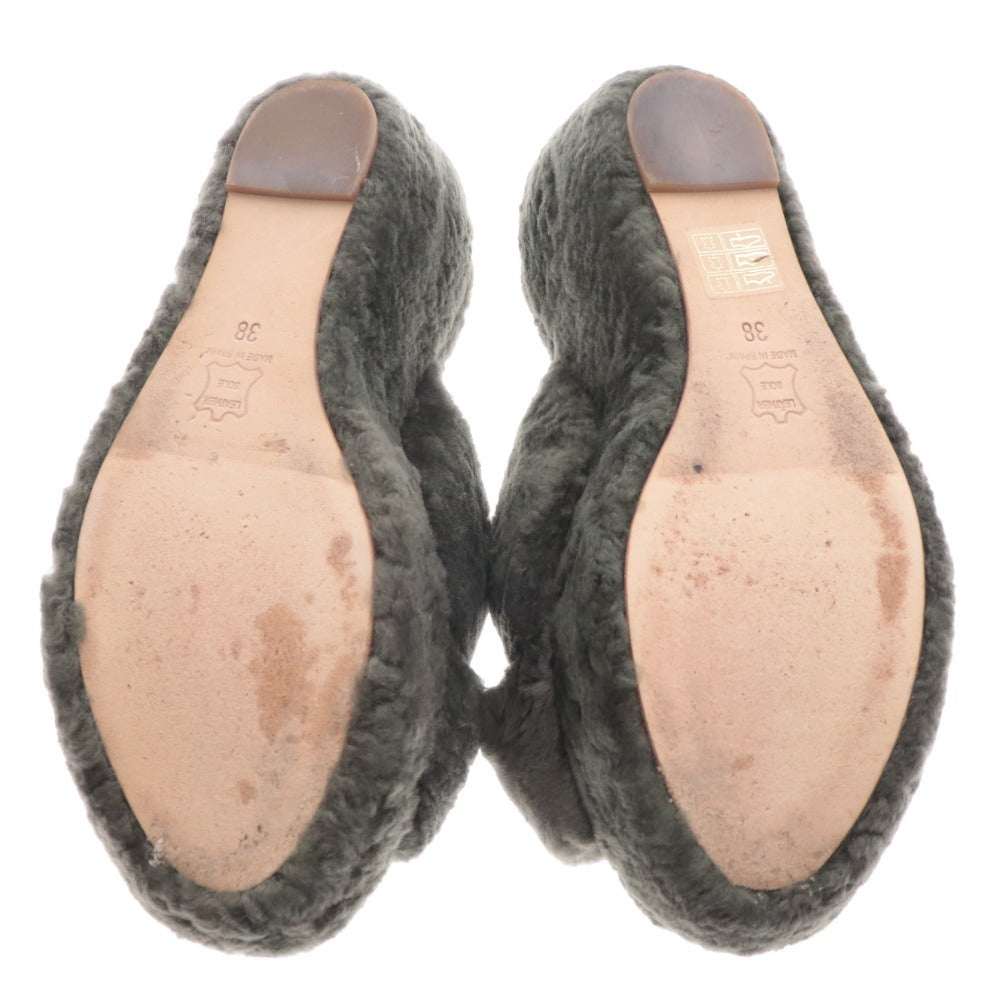 ■ ペリーコサニー クロスサンダル シューズ 靴 ファー 厚底 レディース 38 カーキ系