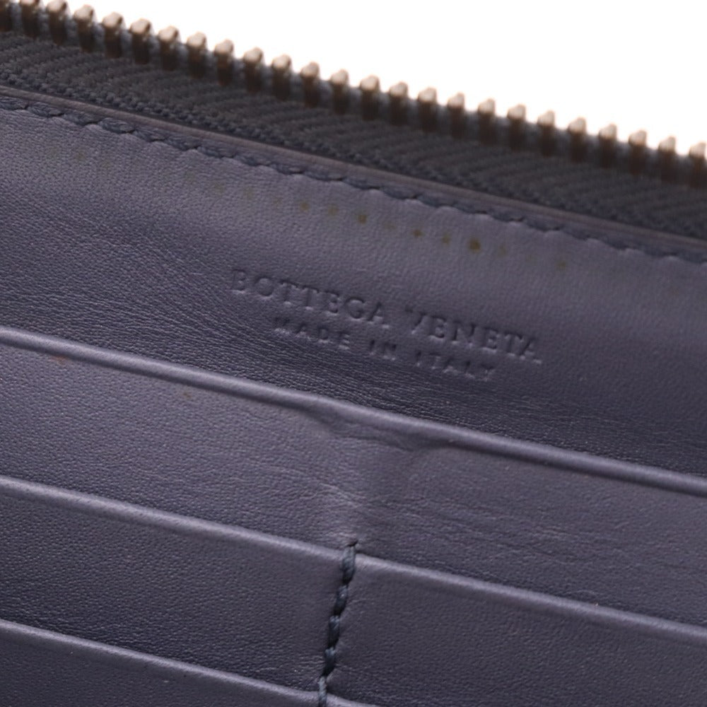 ■ ボッテガヴェネタ 長財布 ウォレット イントレチャート ラウンドファスナー メンズ ブルー グレー系 付属品付き