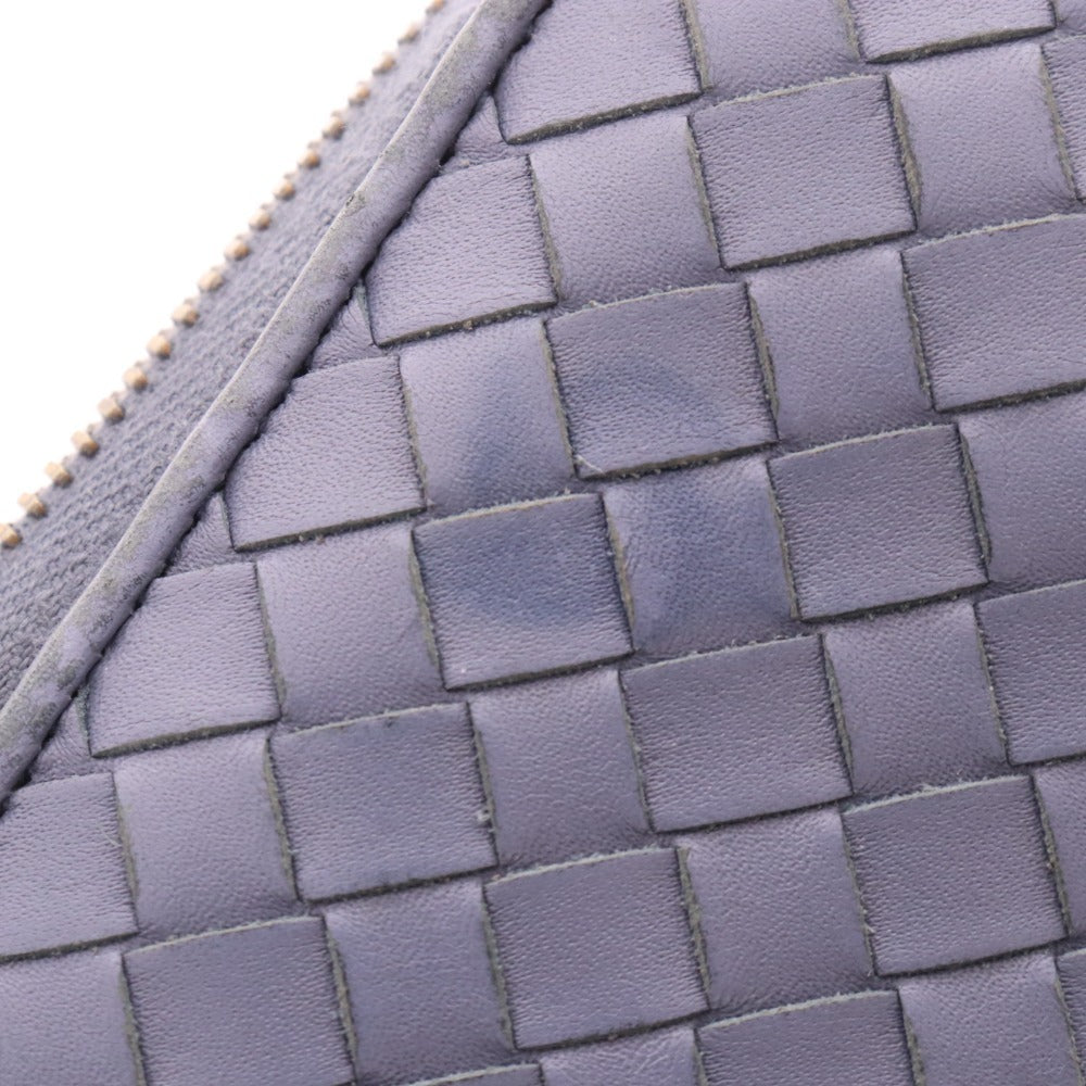 ■ ボッテガヴェネタ 長財布 ウォレット イントレチャート ラウンドファスナー メンズ ブルー グレー系 付属品付き