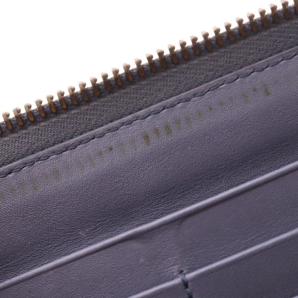 ■ ボッテガヴェネタ 長財布 ウォレット イントレチャート ラウンドファスナー メンズ ブルー グレー系 付属品付き