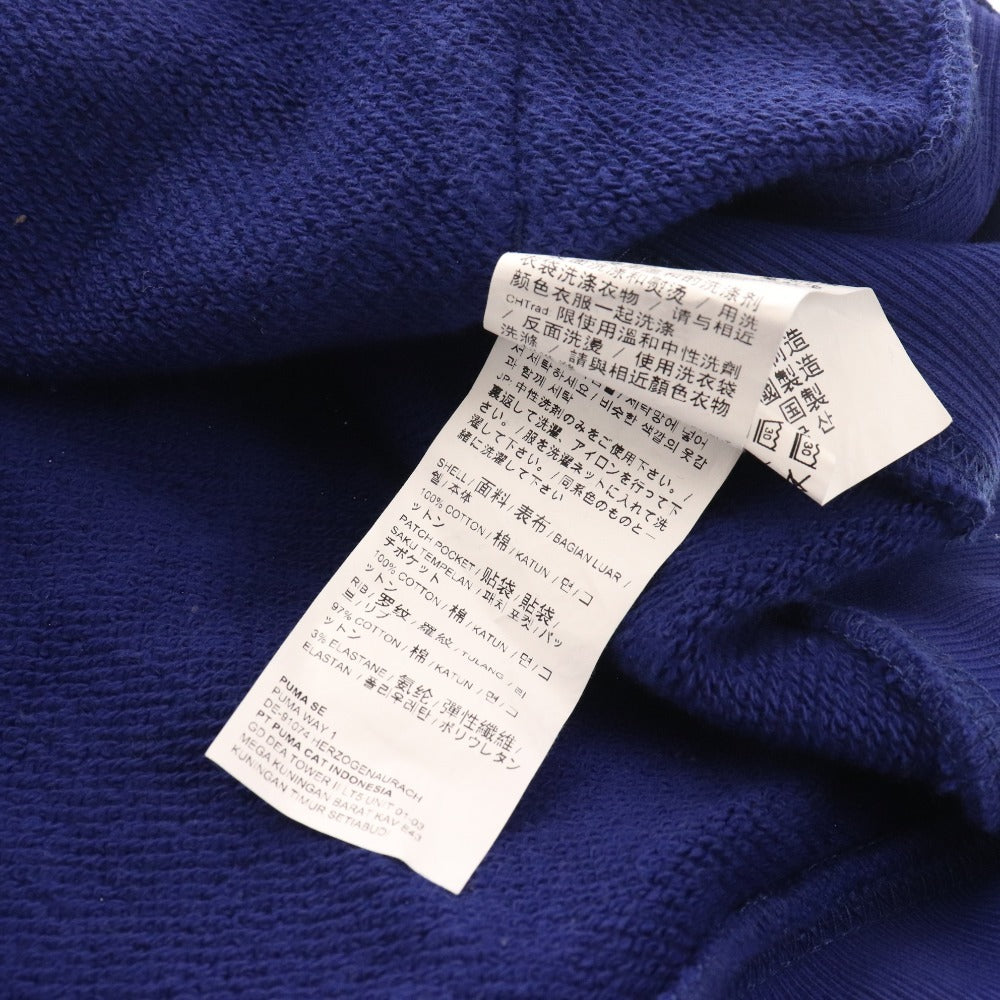 ■ Puma Maison Kitsune collaboration hoodie top with chest logo for men and women, M, blue