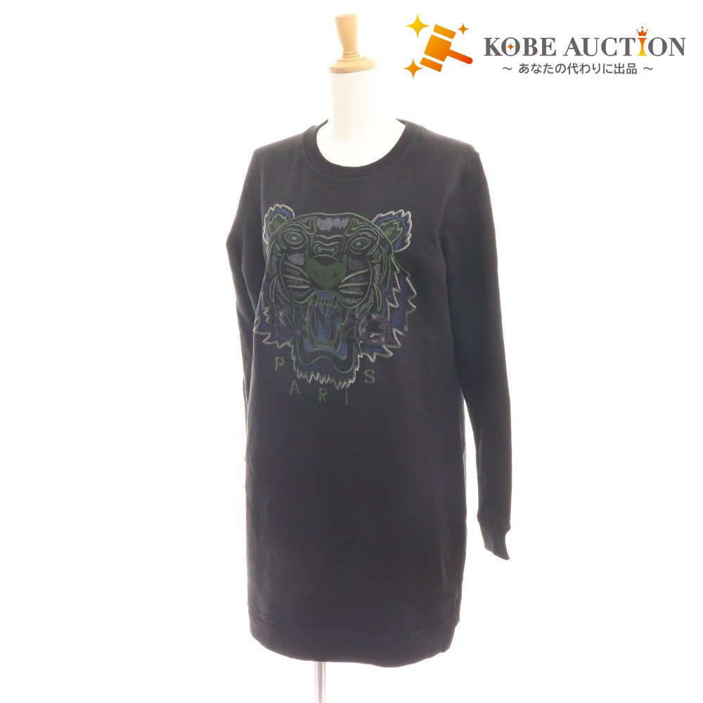 ■ Kenzo Sweatshirt Dress Crew Neck Women's M Black