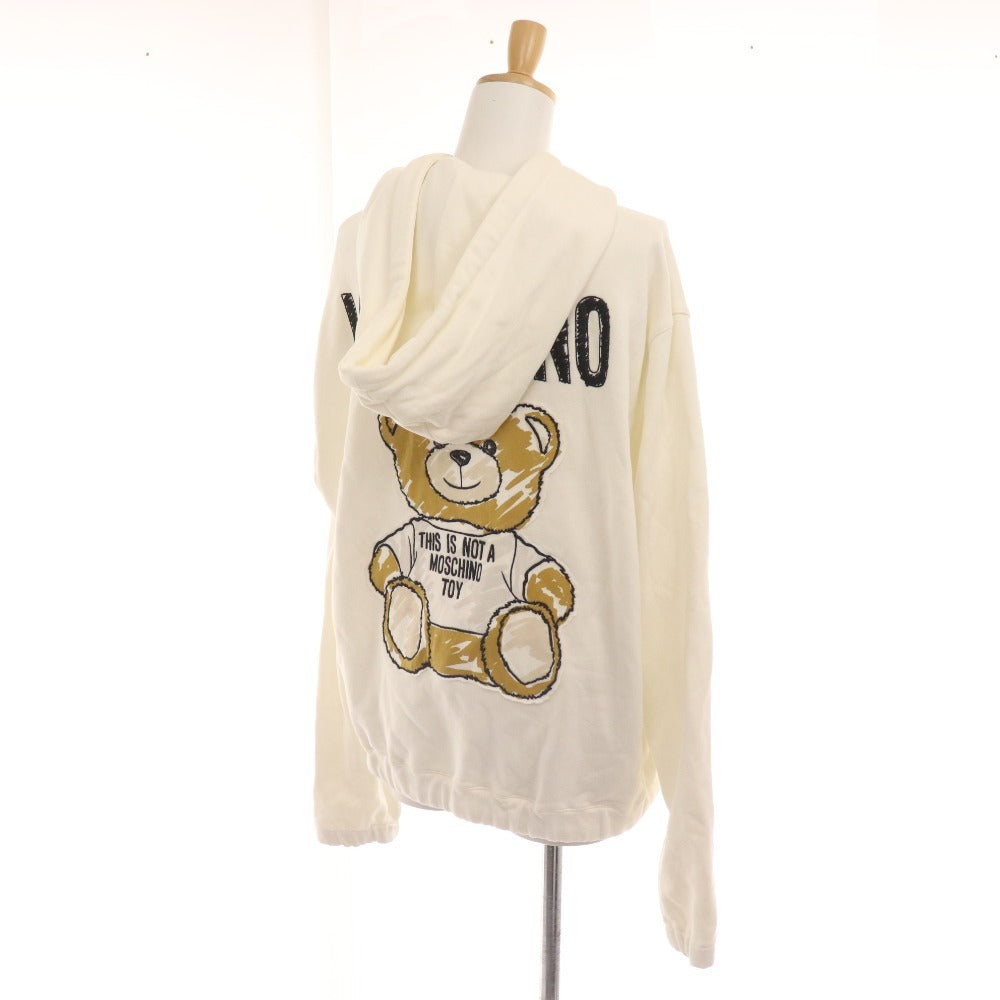 ■ Moschino hoodie top logo bear embroidery hoodie cotton women's white