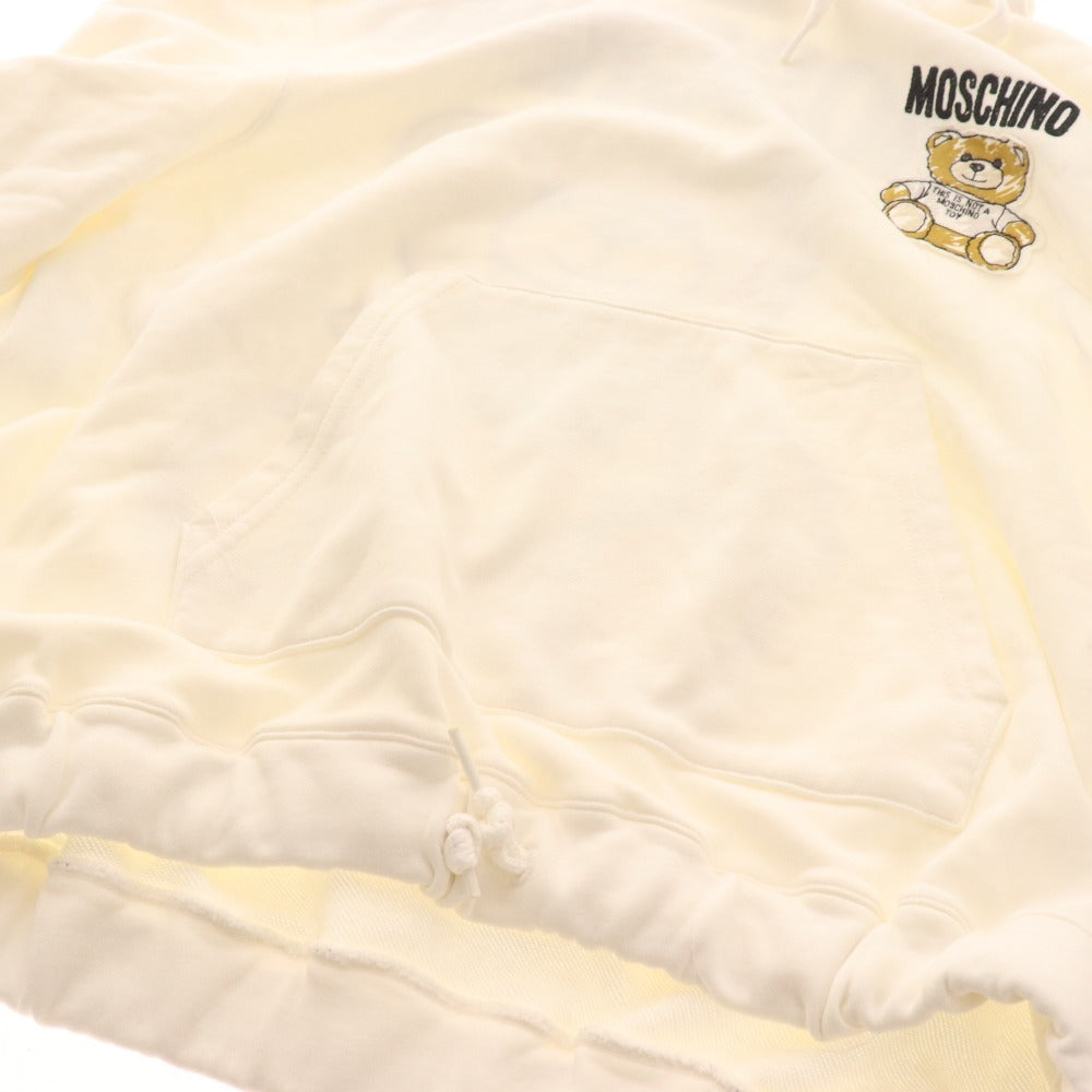 ■ Moschino hoodie top logo bear embroidery hoodie cotton women's white