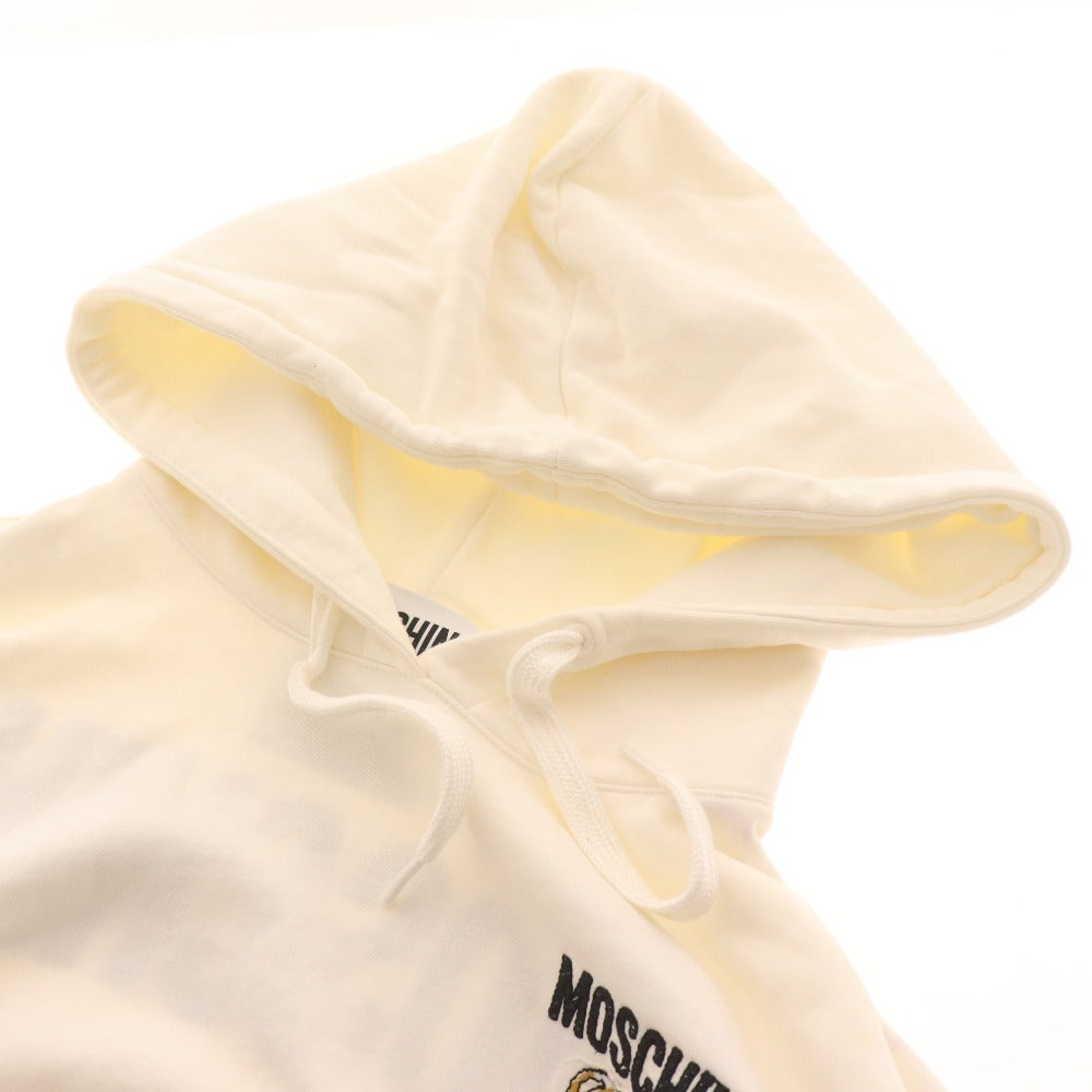 ■ Moschino hoodie top logo bear embroidery hoodie cotton women's white