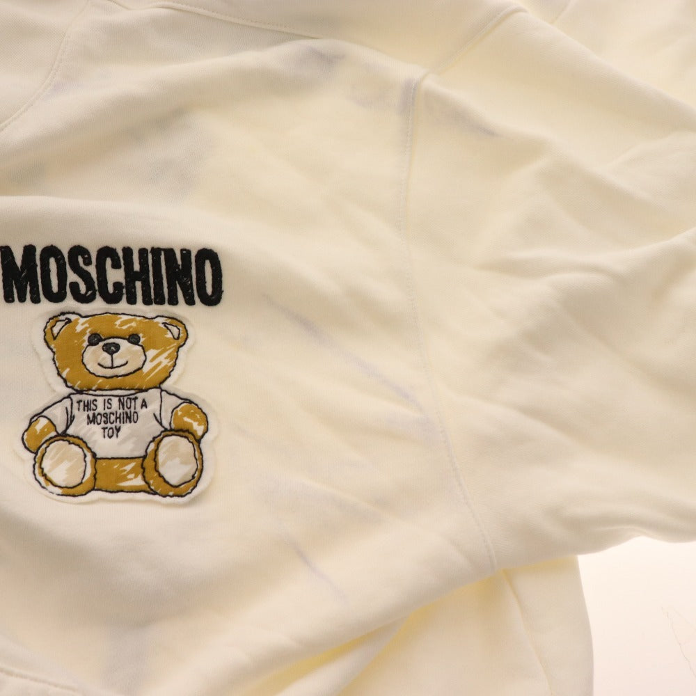 ■ Moschino hoodie top logo bear embroidery hoodie cotton women's white