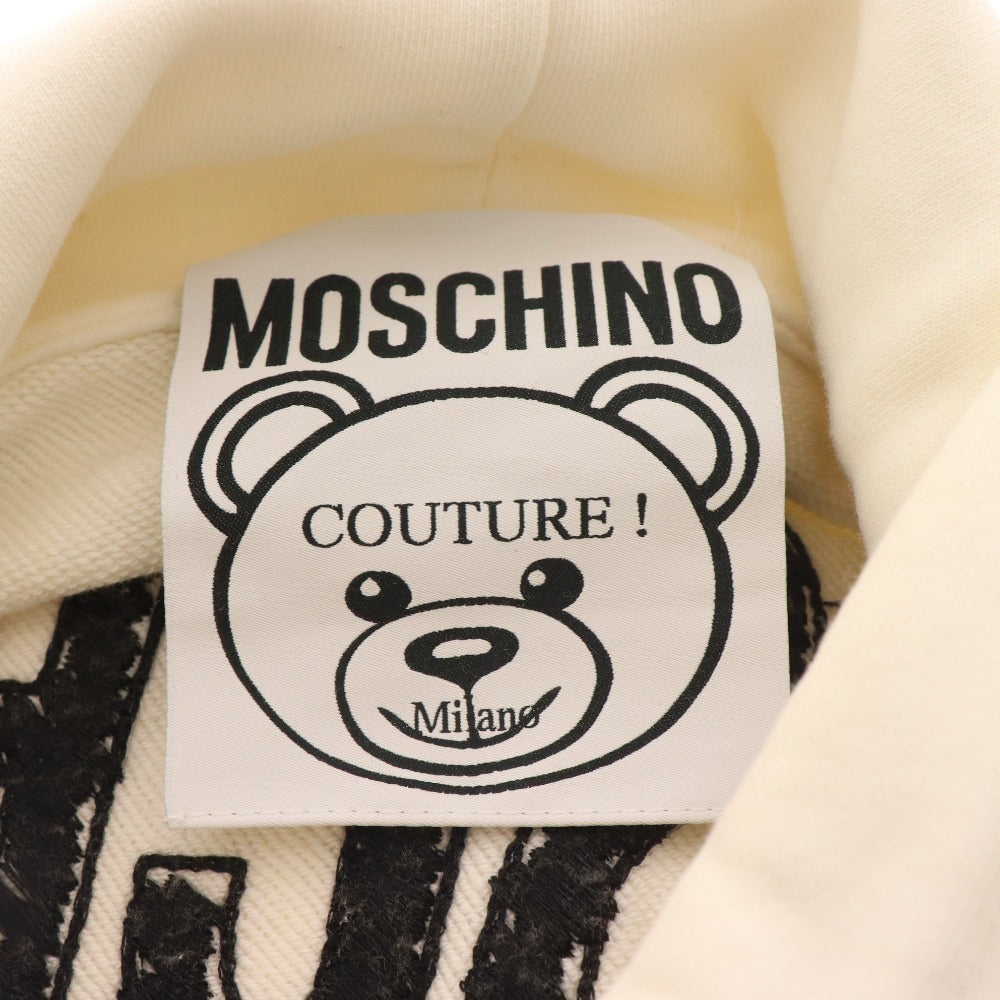 ■ Moschino hoodie top logo bear embroidery hoodie cotton women's white