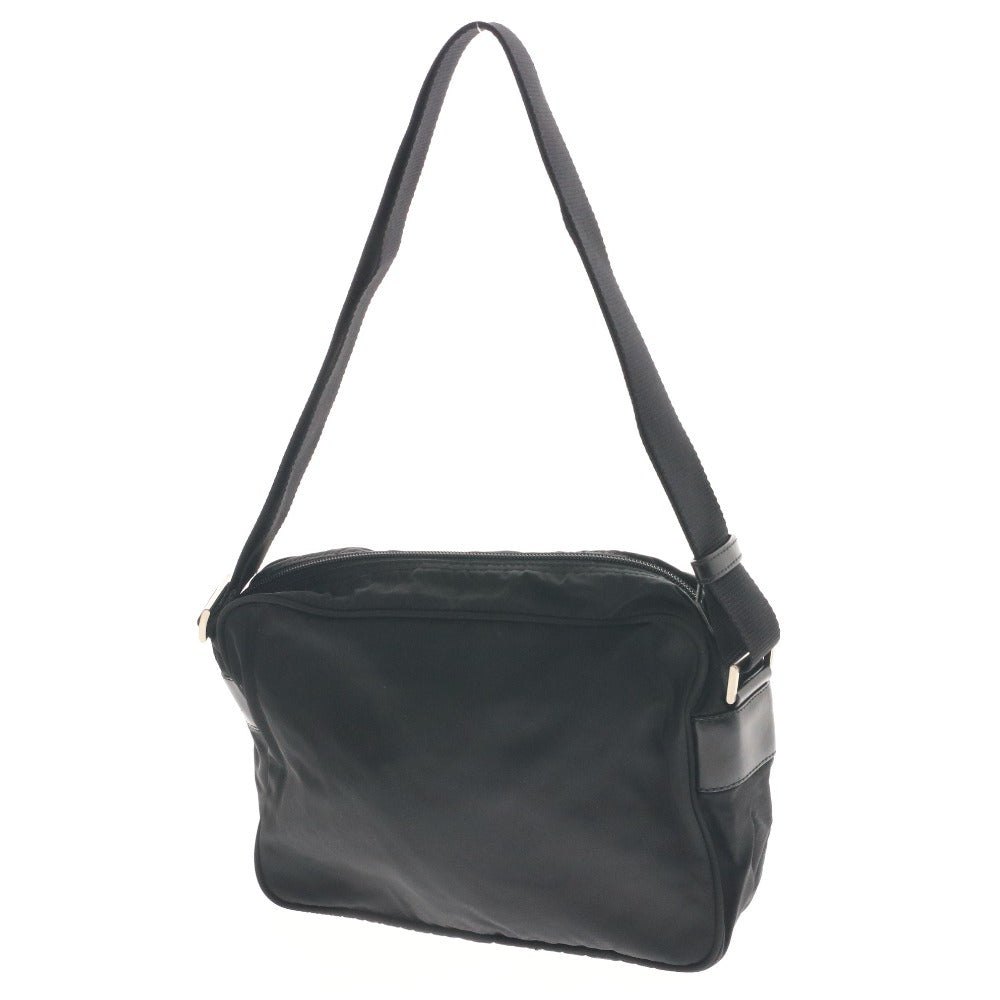 ■ プラダ VELA SPORT ショルダーバッグ ポシェット BT0166 鞄 斜め掛け ナイロン レザー シルバー金具 メンズ ブラック 付属品付き