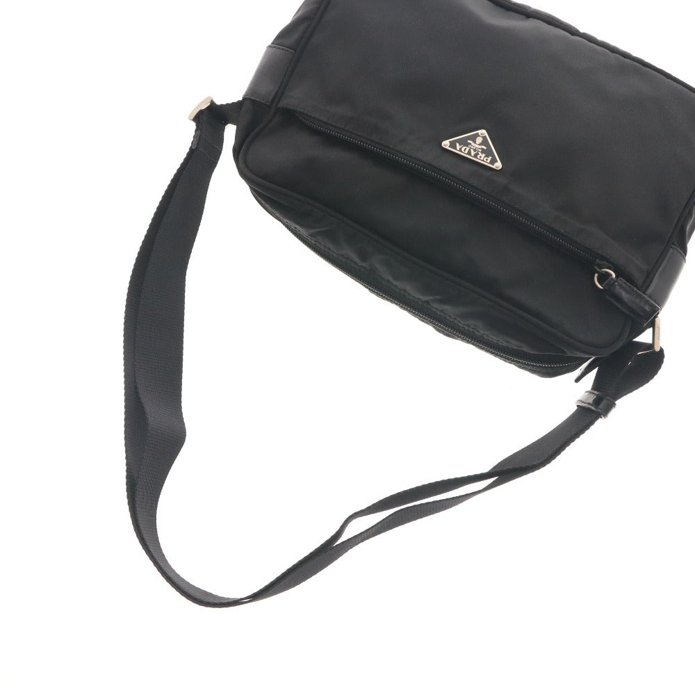 ■ プラダ VELA SPORT ショルダーバッグ ポシェット BT0166 鞄 斜め掛け ナイロン レザー シルバー金具 メンズ ブラック 付属品付き