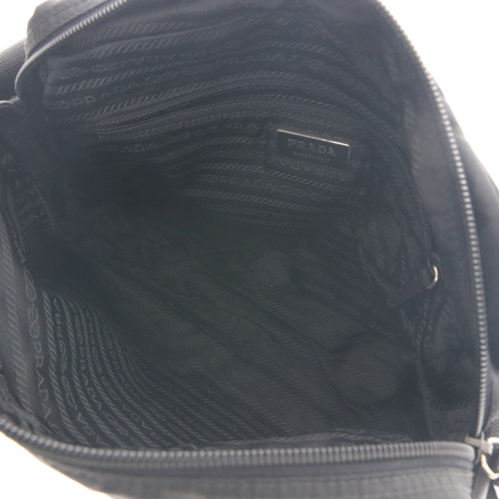 ■ プラダ VELA SPORT ショルダーバッグ ポシェット BT0166 鞄 斜め掛け ナイロン レザー シルバー金具 メンズ ブラック 付属品付き