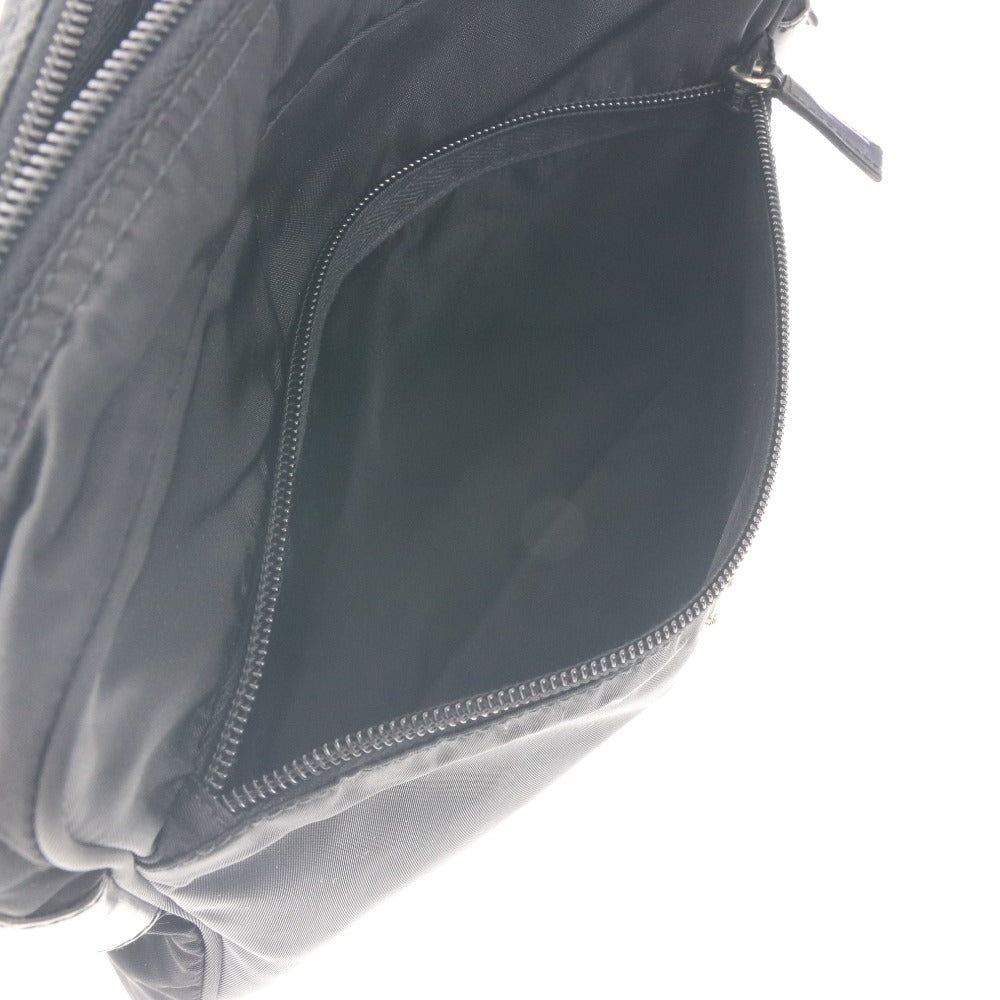 ■ プラダ VELA SPORT ショルダーバッグ ポシェット BT0166 鞄 斜め掛け ナイロン レザー シルバー金具 メンズ ブラック 付属品付き