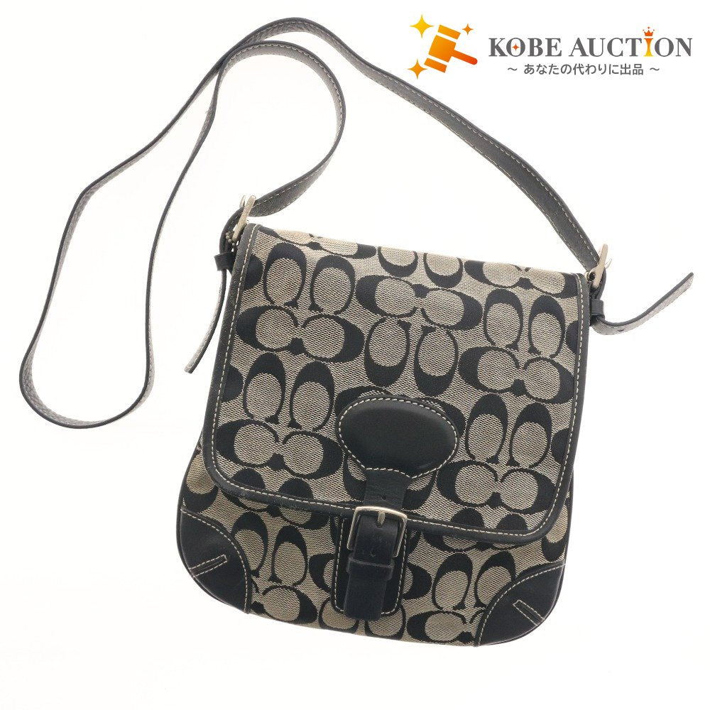 ■ Coach Signature Canvas Shoulder Bag A3J-6079, Crossbody, Silver Hardware, Women's, Black