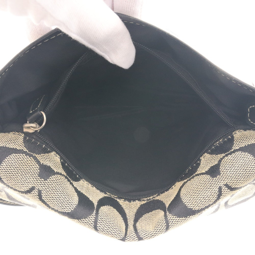 ■ Coach Signature Canvas Shoulder Bag A3J-6079, Crossbody, Silver Hardware, Women's, Black