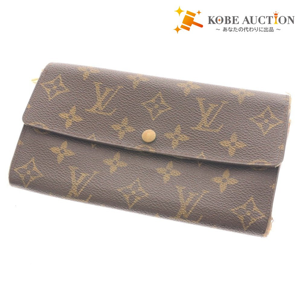 ■ Louis Vuitton Pochette Porte Monnaie Credit Long Wallet M61724 Bifold Wallet Monogram Canvas Zippered Brown