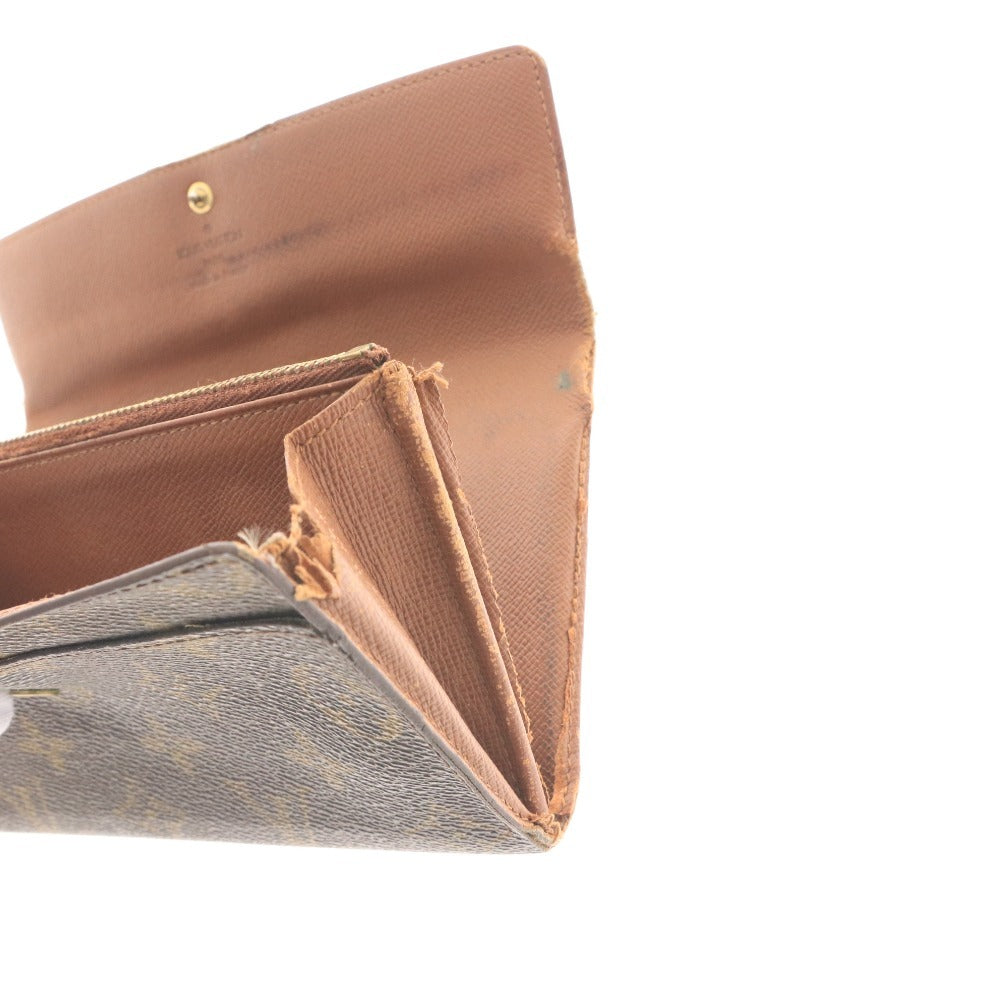 ■ Louis Vuitton Pochette Porte Monnaie Credit Long Wallet M61724 Bifold Wallet Monogram Canvas Zippered Brown