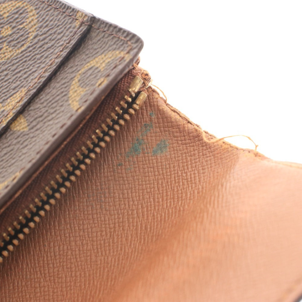 ■ Louis Vuitton Pochette Porte Monnaie Credit Long Wallet M61724 Bifold Wallet Monogram Canvas Zippered Brown
