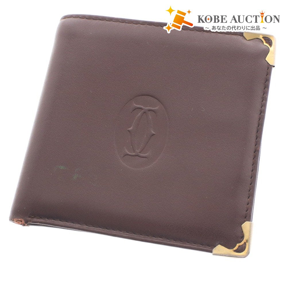 ■ Cartier Must Line Bifold Wallet with Gold Hardware, Men's and Women's, Bordeaux