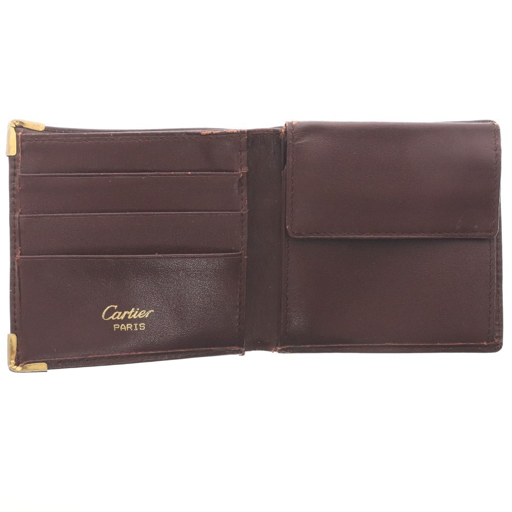 ■ Cartier Must Line Bifold Wallet with Gold Hardware, Men's and Women's, Bordeaux