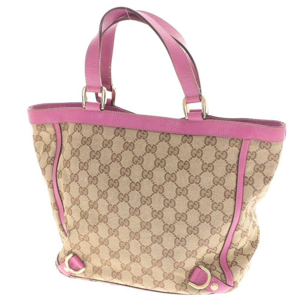 ■ Gucci Abbey GG Canvas Tote Bag 130739, Open Zipper Pocket, Made in Italy, Women's, Beige and Pink