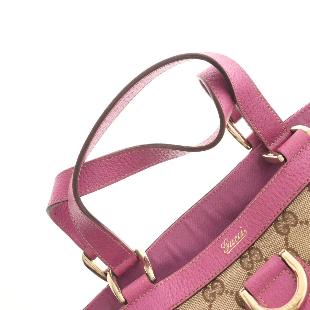 ■ Gucci Abbey GG Canvas Tote Bag 130739, Open Zipper Pocket, Made in Italy, Women's, Beige and Pink