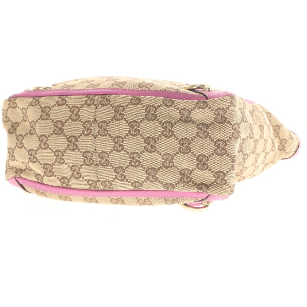 ■ Gucci Abbey GG Canvas Tote Bag 130739, Open Zipper Pocket, Made in Italy, Women's, Beige and Pink