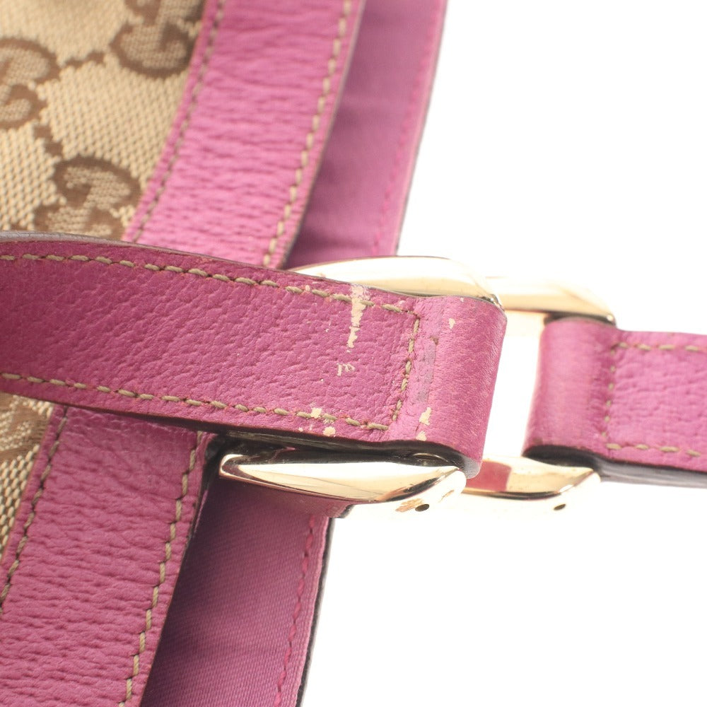 ■ Gucci Abbey GG Canvas Tote Bag 130739, Open Zipper Pocket, Made in Italy, Women's, Beige and Pink