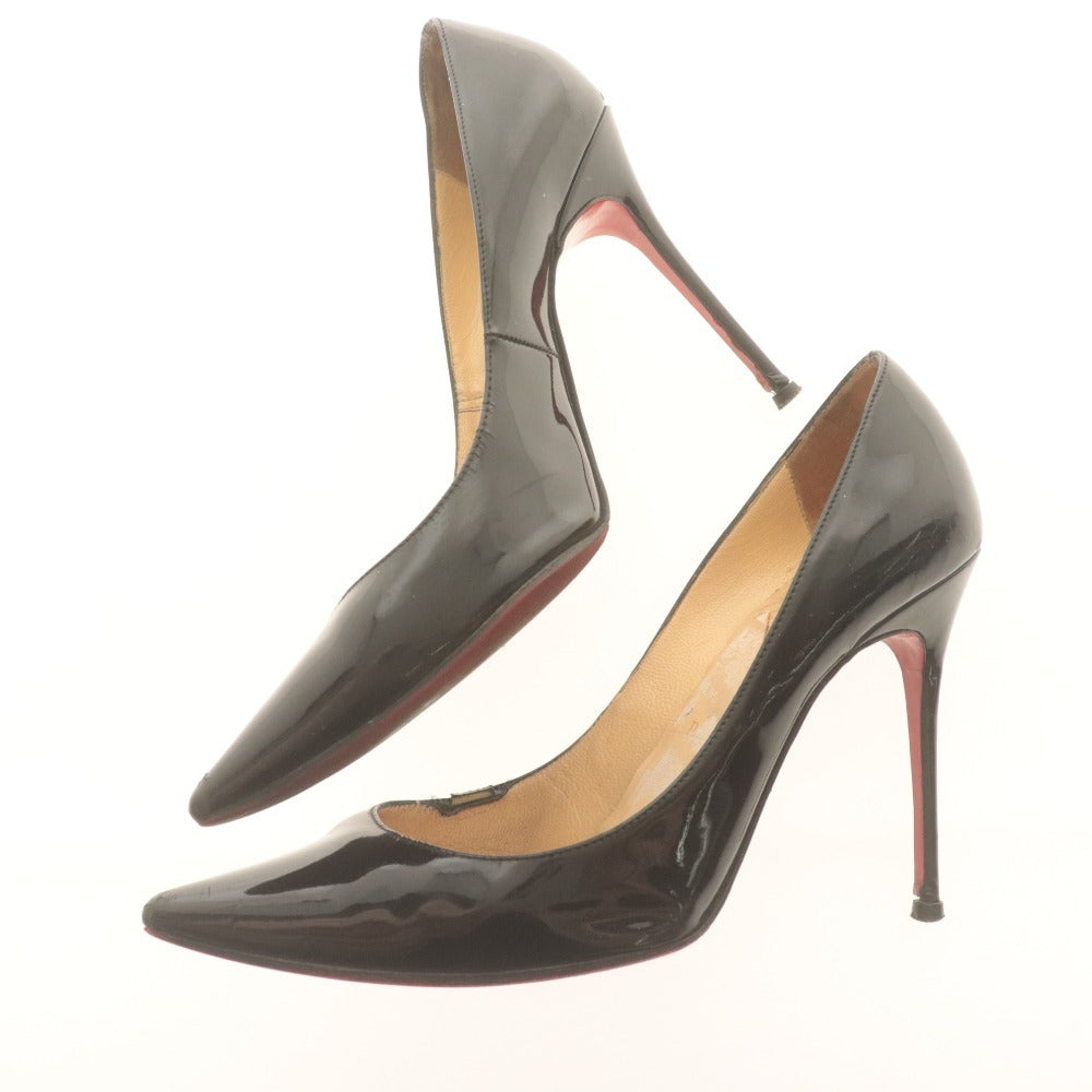 ■ クリスチャンルブタン パンプス 靴 ケイト 100mm エナメル レディース 37 (24.0cm相当) ブラック 付属品付き