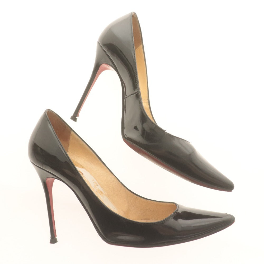 ■ クリスチャンルブタン パンプス 靴 ケイト 100mm エナメル レディース 37 (24.0cm相当) ブラック 付属品付き