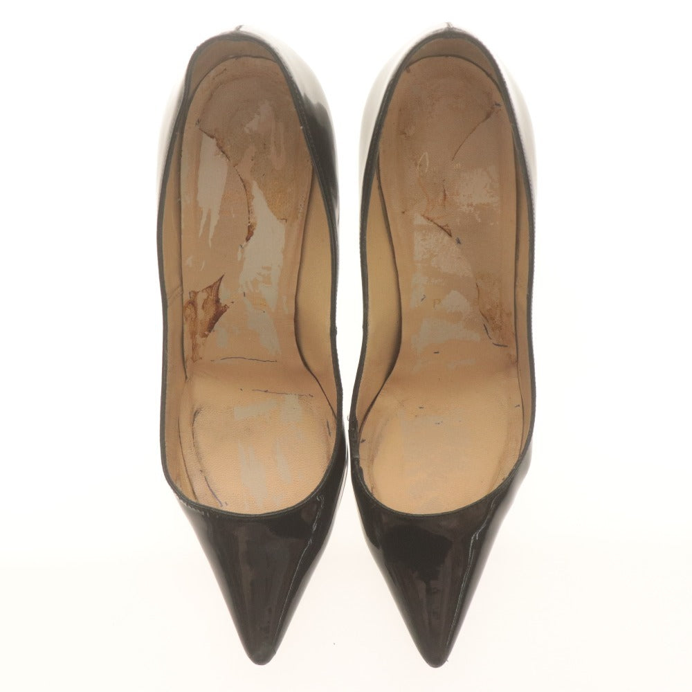 ■ クリスチャンルブタン パンプス 靴 ケイト 100mm エナメル レディース 37 (24.0cm相当) ブラック 付属品付き