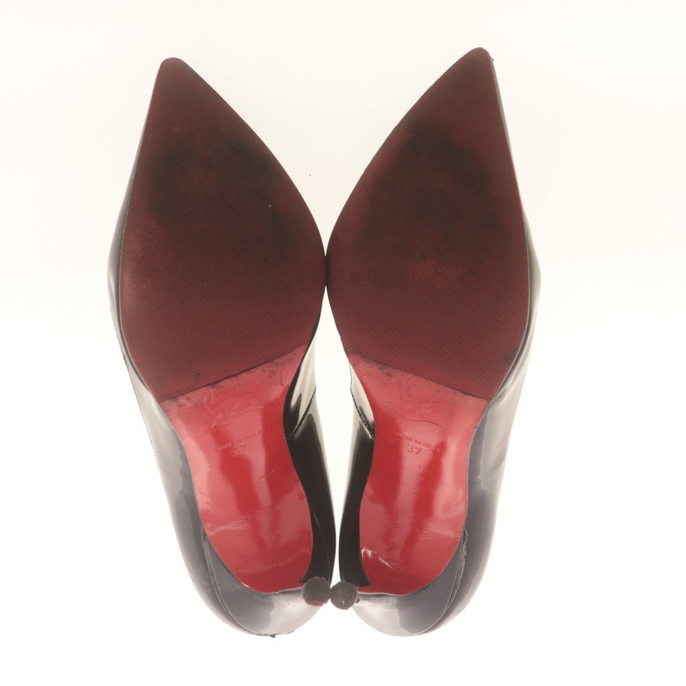 ■ クリスチャンルブタン パンプス 靴 ケイト 100mm エナメル レディース 37 (24.0cm相当) ブラック 付属品付き