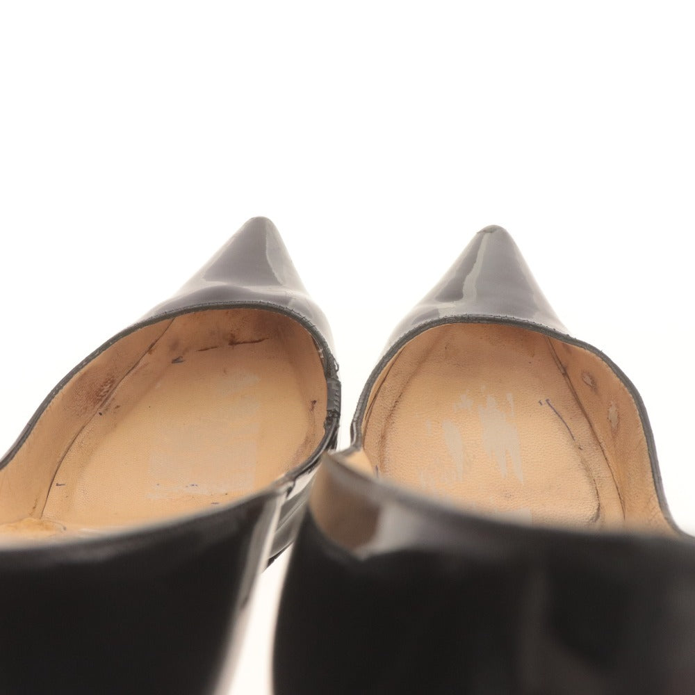 ■ クリスチャンルブタン パンプス 靴 ケイト 100mm エナメル レディース 37 (24.0cm相当) ブラック 付属品付き