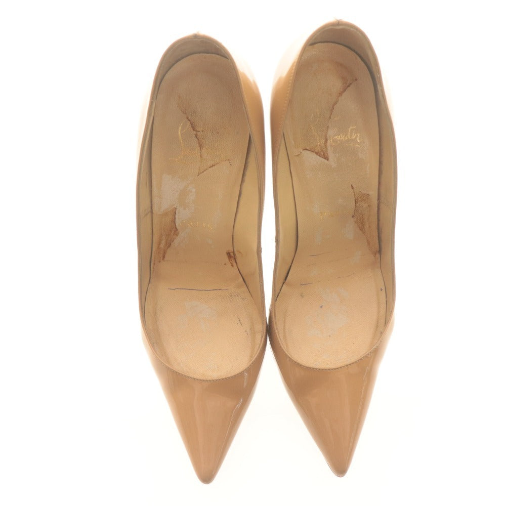 ■ クリスチャンルブタン パンプス 靴 ケイト 100mm エナメル レディース 37 (24.0cm相当) ベージュ 付属品付き
