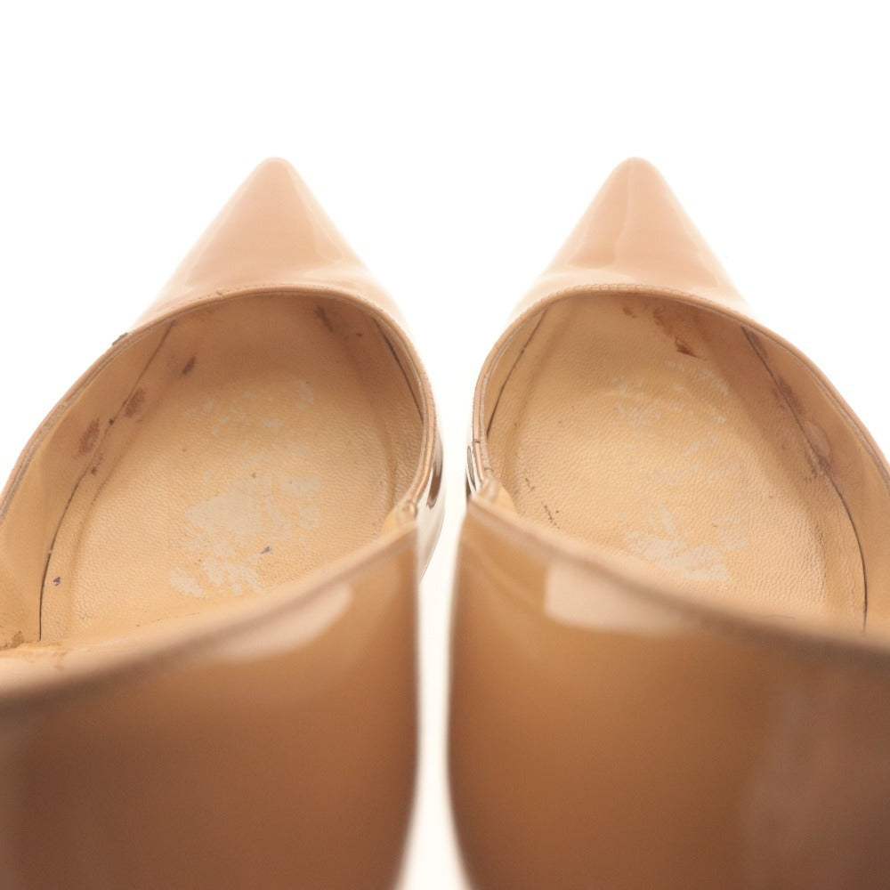 ■ クリスチャンルブタン パンプス 靴 ケイト 100mm エナメル レディース 37 (24.0cm相当) ベージュ 付属品付き