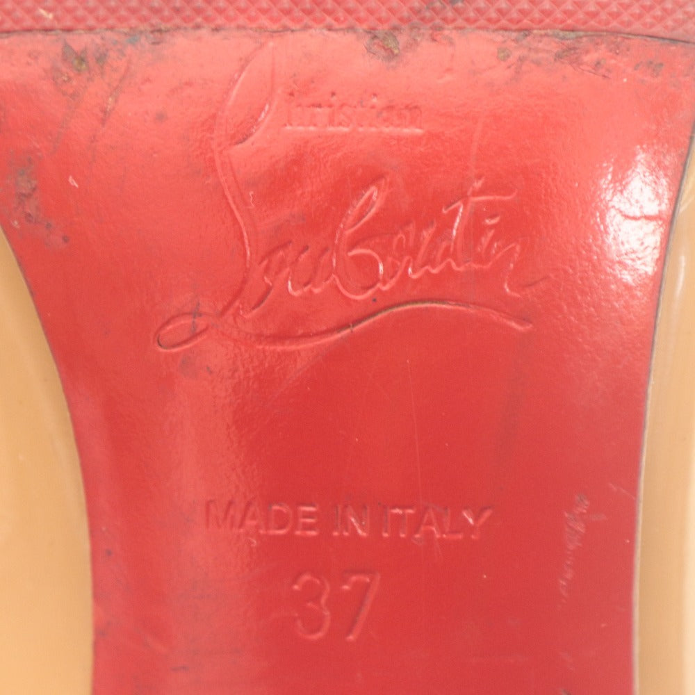 ■ クリスチャンルブタン パンプス 靴 ケイト 100mm エナメル レディース 37 (24.0cm相当) ベージュ 付属品付き