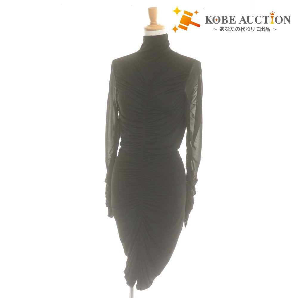 Diane von Furstenberg Dress, Long Sleeve, High Neck, Women's, Size S, Black