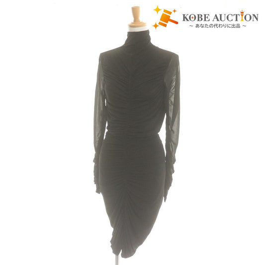 Diane von Furstenberg Dress, Long Sleeve, High Neck, Women's, Size S, Black