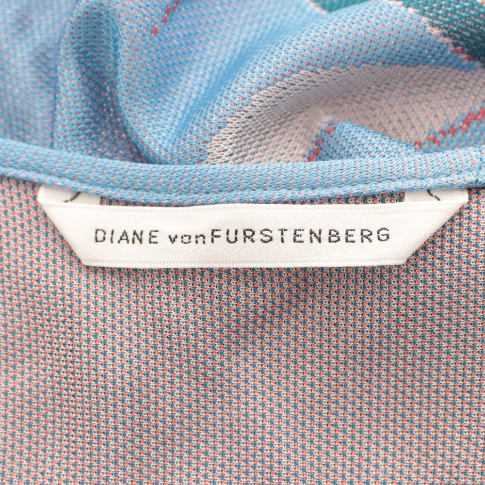 ■ Diane von Furstenberg ラップドレス トップス 袖なし カシュクールワンピース 花柄 紐ベルト Vネック レディース M ライトブルー 等