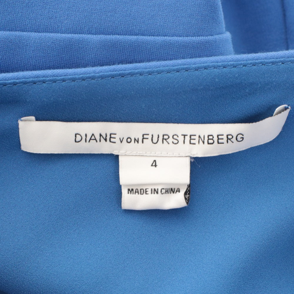 ■ Diane von Furstenberg タイトワンピース ドレス ノースリーブ ひざ丈 トップス JORI ギャザー ストレッチ レディース 4(M相当) ブルー