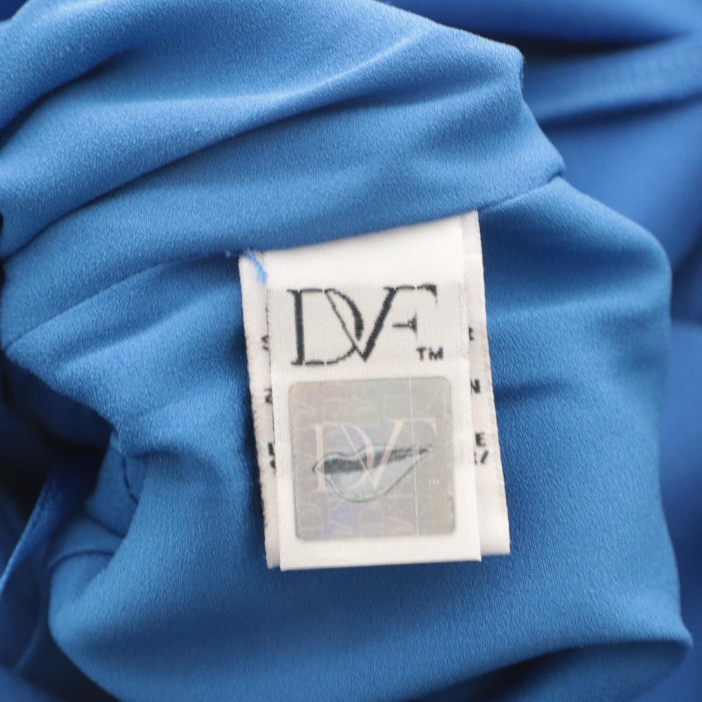 ■ Diane von Furstenberg タイトワンピース ドレス ノースリーブ ひざ丈 トップス JORI ギャザー ストレッチ レディース 4(M相当) ブルー