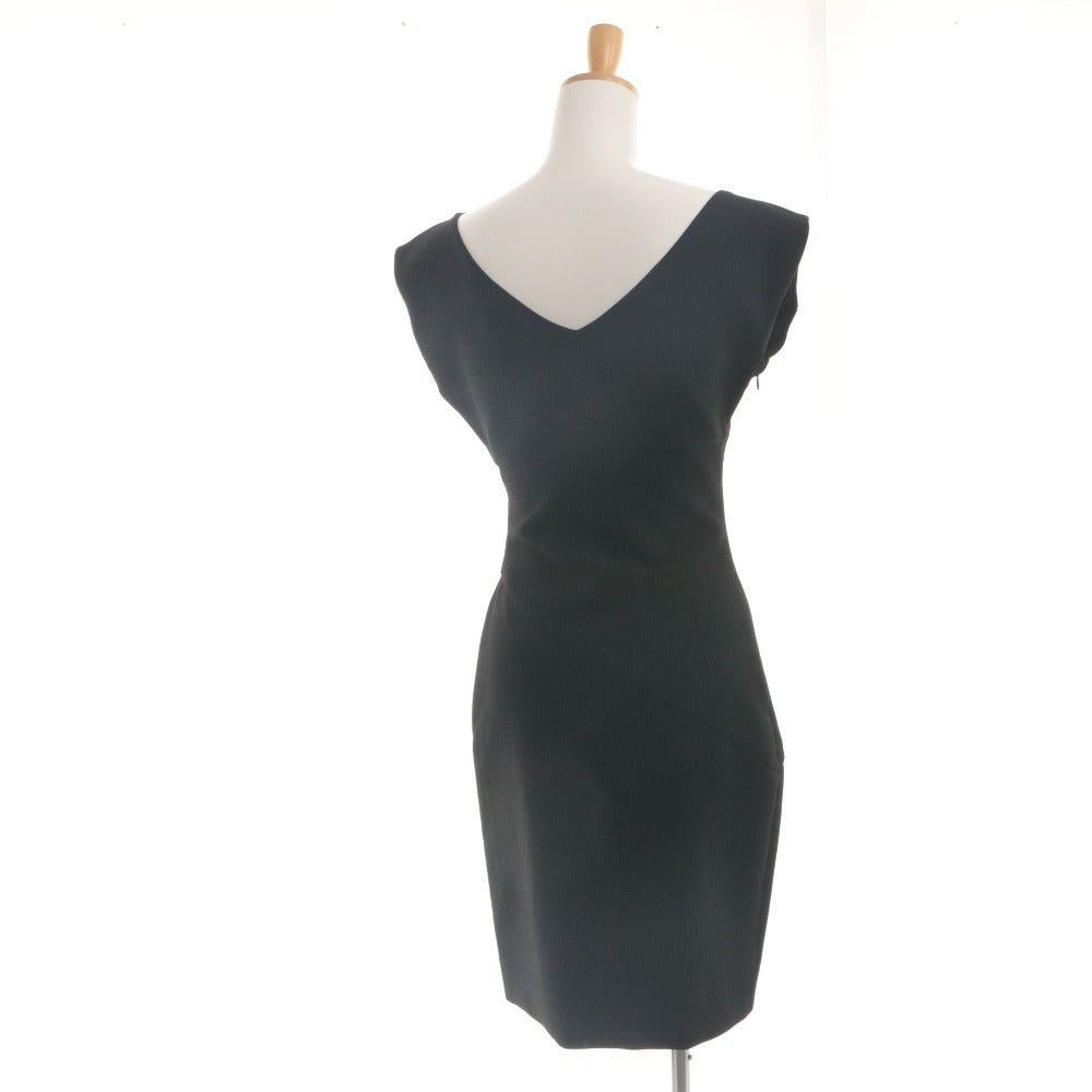 ■ Diane von Furstenberg タイトワンピース ドレス ノースリーブ ひざ丈 トップス JORI ギャザー ストレッチ レディース 4(M相当) 黒