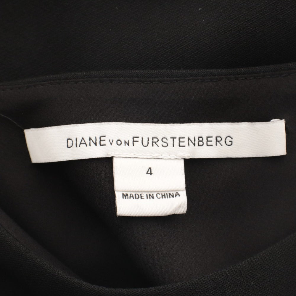 ■ Diane von Furstenberg タイトワンピース ドレス ノースリーブ ひざ丈 トップス JORI ギャザー ストレッチ レディース 4(M相当) 黒