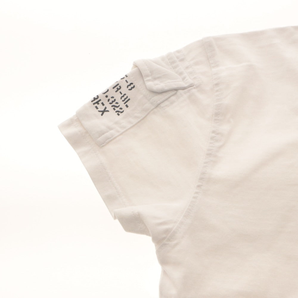 ■ AVIREX Tシャツ ファティーグ クルーネック 半袖 トップス USA WOMAN ロゴ 胸ポケット レディース S 白 タグ,ボタン付き 未使用(汚有)