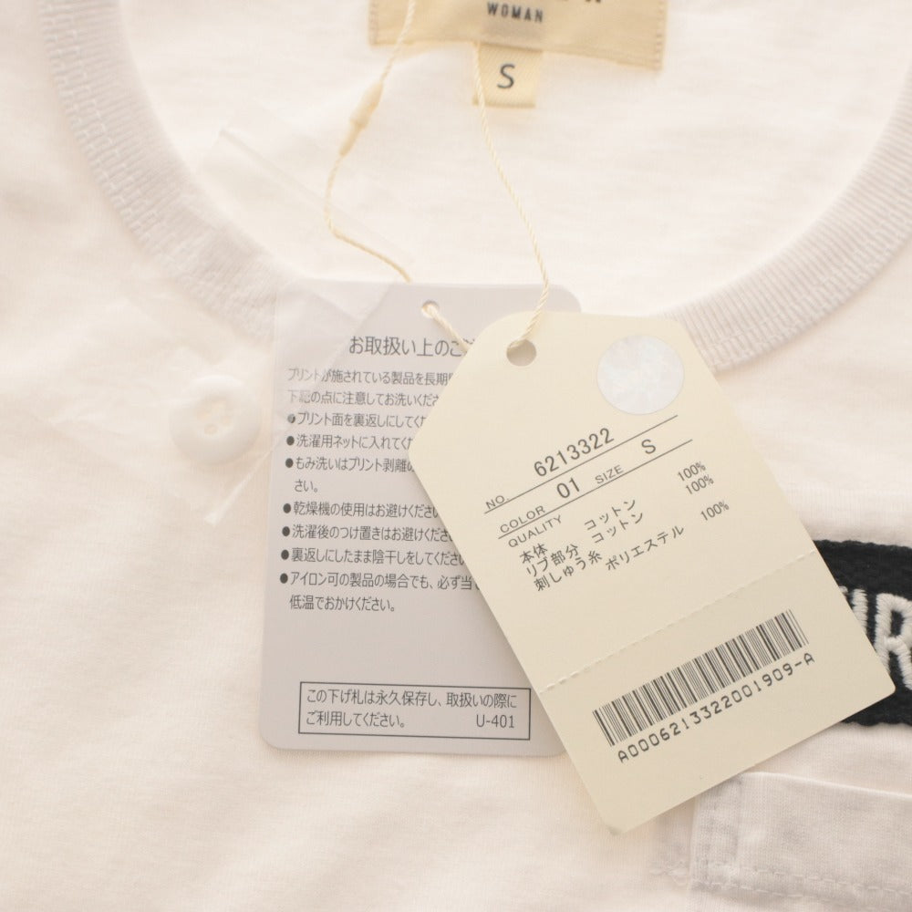 ■ AVIREX Tシャツ ファティーグ クルーネック 半袖 トップス USA WOMAN ロゴ 胸ポケット レディース S 白 タグ,ボタン付き 未使用(汚有)