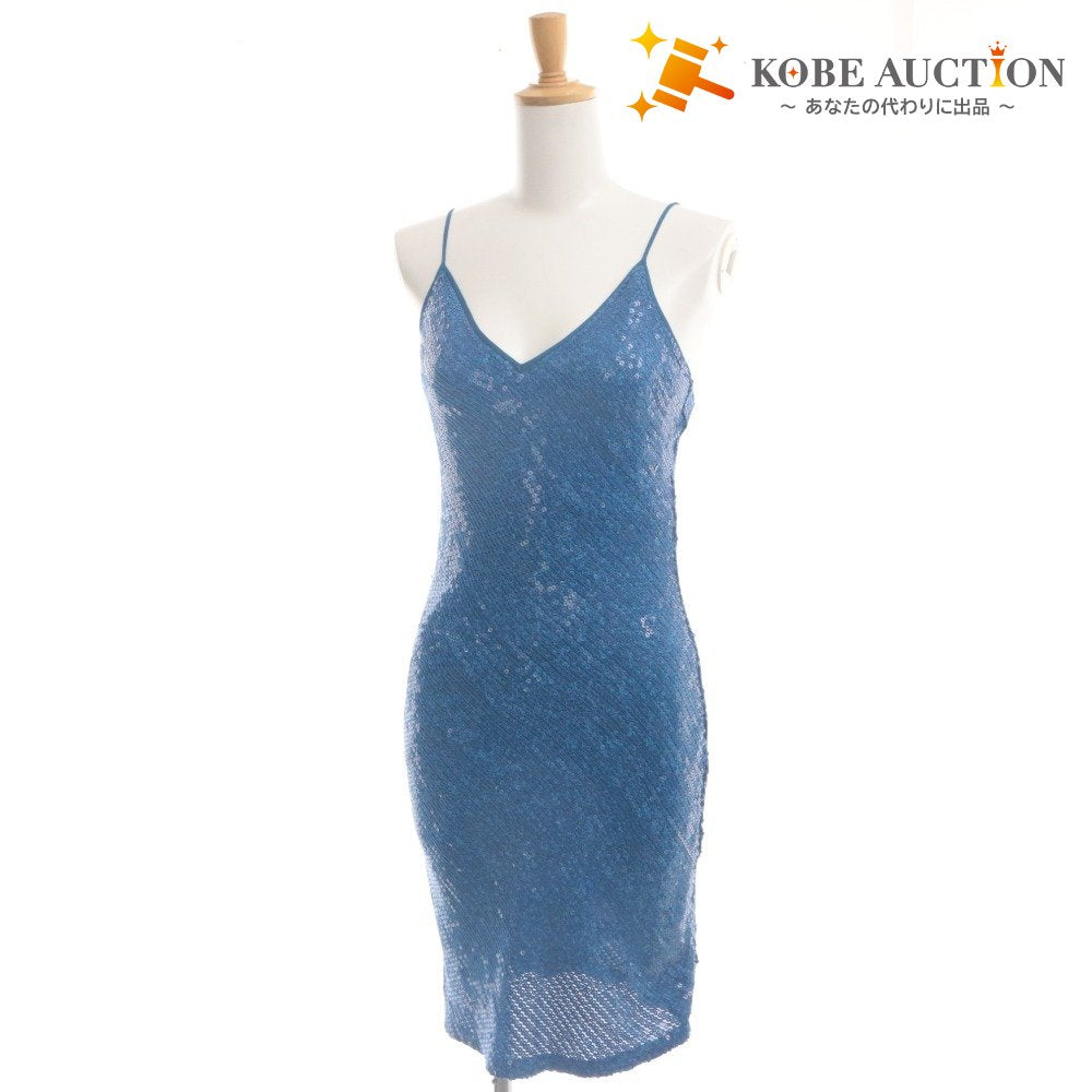 ■ Diane von Furstenberg ドレス ノースリーブ トップス Havita スパンコール スリップ パーティー レディース 4(M相当) ロイヤルブルー