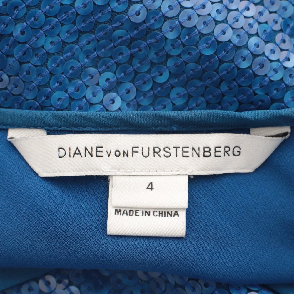 ■ Diane von Furstenberg ドレス ノースリーブ トップス Havita スパンコール スリップ パーティー レディース 4(M相当) ロイヤルブルー