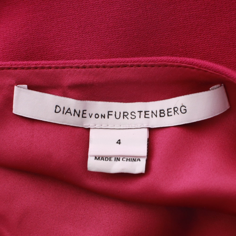 ■ Diane von Furstenberg タイトワンピース ドレス ノースリーブ ひざ丈 トップス JORI ギャザー レディース 4(M相当) フューシャピンク