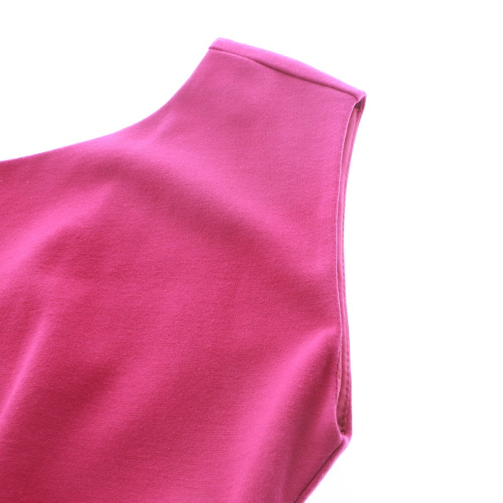 ■ Diane von Furstenberg タイトワンピース ドレス ノースリーブ ひざ丈 トップス JORI ギャザー レディース 4(M相当) フューシャピンク