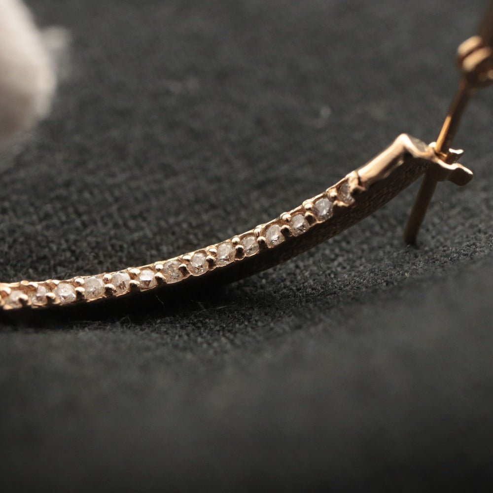 ■ VERITE ベリテ フープピアス 片耳のみ メレダイヤモンド K18 金 0.50ct 総重量3.52g 全長3.4cm ゴールド色 エルメス/小物入れ付き