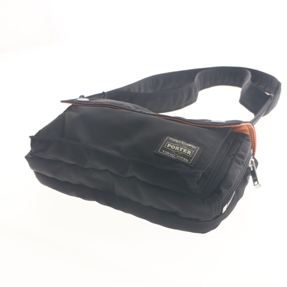 ■ PORTER Shoulder Bag Button Zipper Pockets Made in Japan Men's Black Orange With Bag